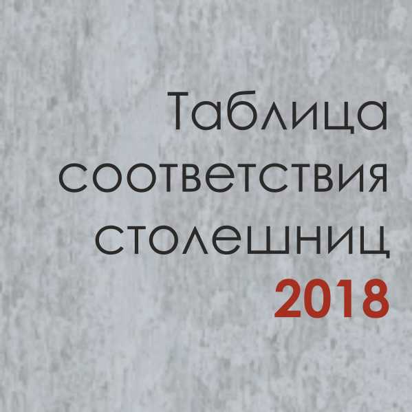 таблица соответствия столешниц 2018 таблица соответствия столешниц 2018